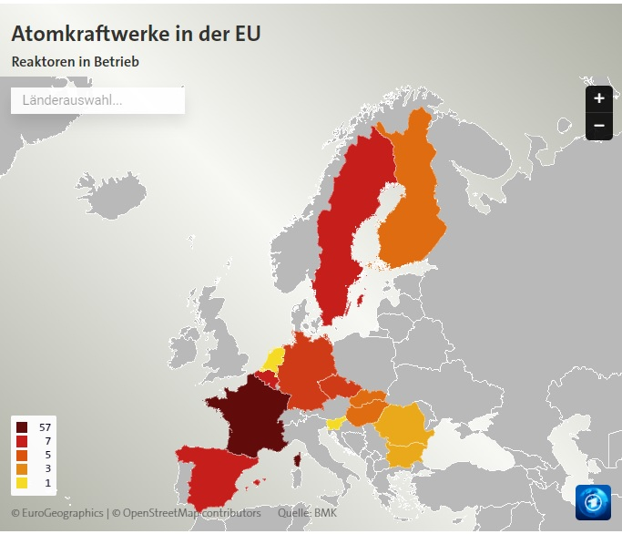 Европейские страны-лидеры по количеству атомных электростаций