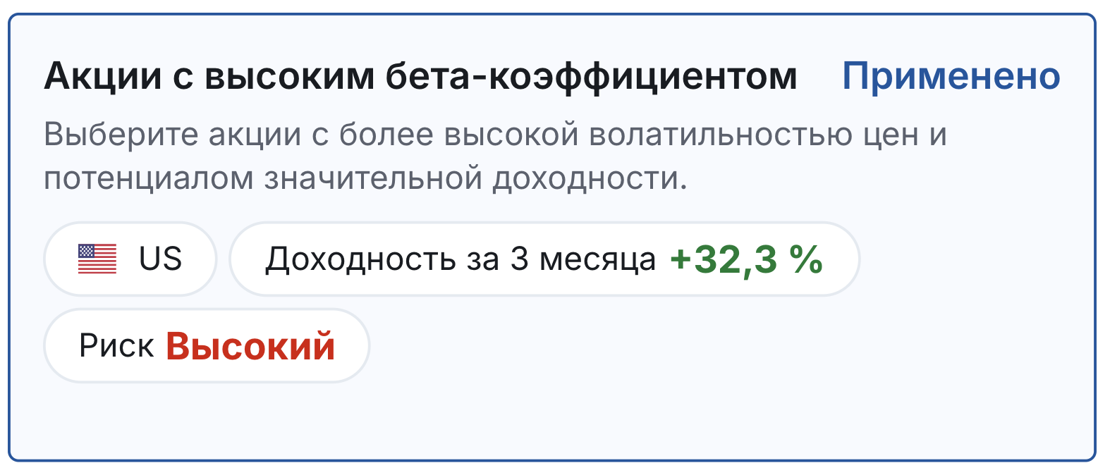 Фильтр акций