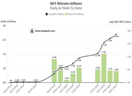 Приток капитала в биткоин-ETF от BlackRock не иссяк на фоне флэта